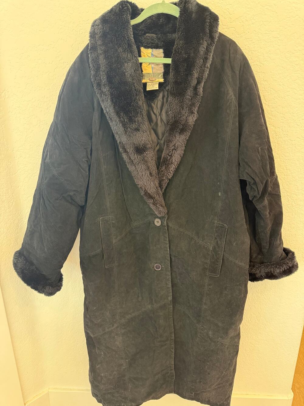 Vintage Middlebrook Park Womens Black suede Leather Coat Faux Y2K XL